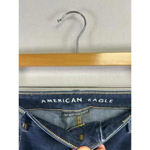 Woman's American Eagle High Rise Dark Wash Skinny Jeans - Size 14 - Picture 6 of 12